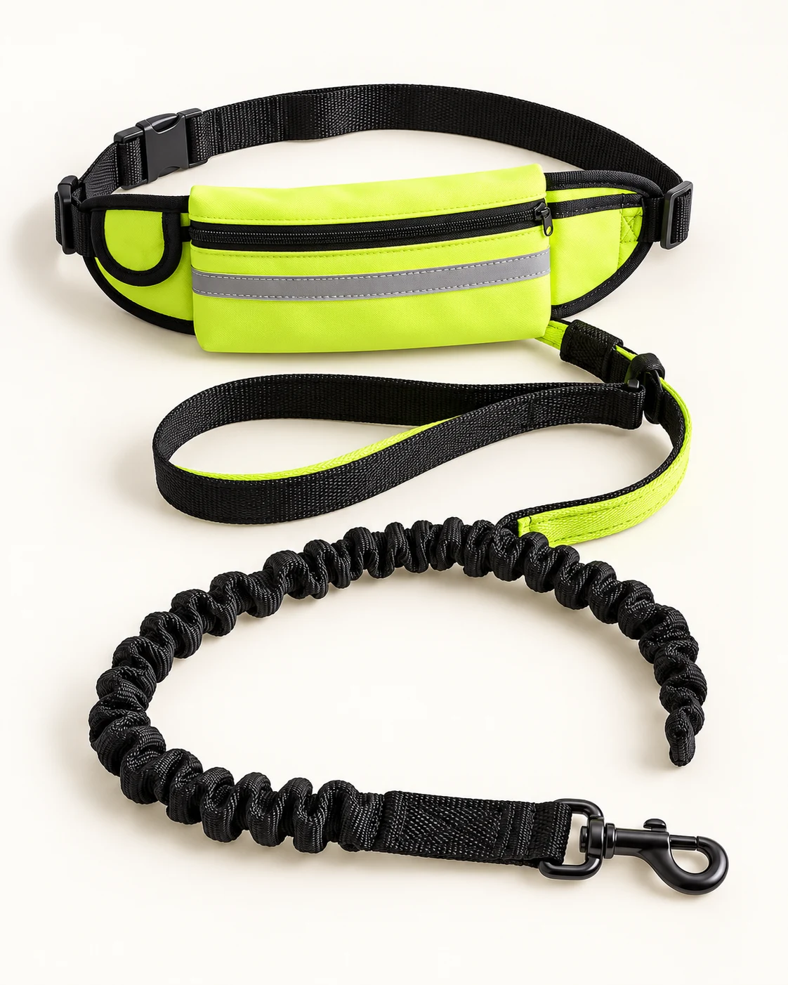 Conjunto de cinturón con bolsillo y correa elástica en negro y lima